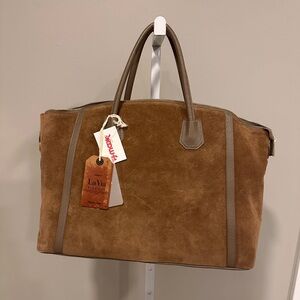 La Via Firenze Italian suede large tote